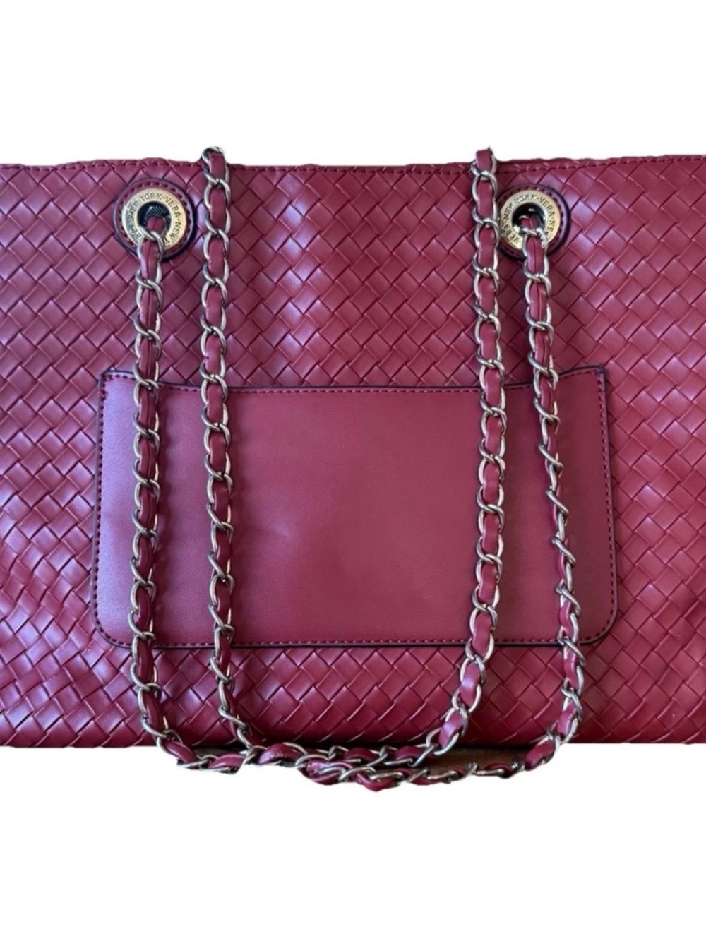 VTG Y2K Vera New York  Vera Wang Red Basket Weave Shoulder Bag 13.5Wx10Hx5.5D - Picture 2 of 15